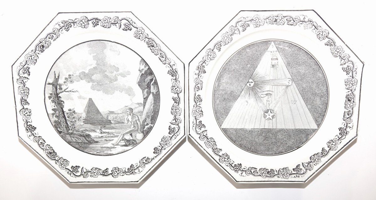 Freemasonry, Eleven Plates Creil 1810-1820-photo-1