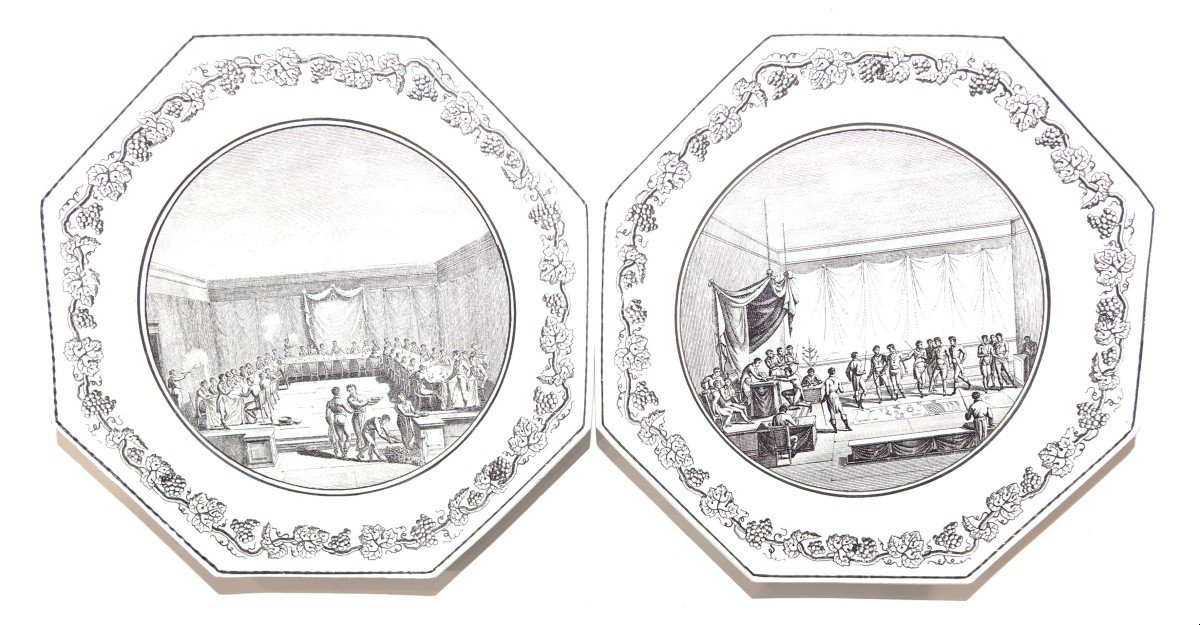 Freemasonry, Eleven Plates Creil 1810-1820-photo-2