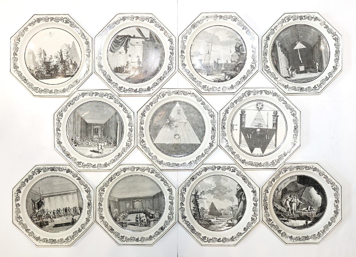 Freemasonry, Eleven Plates Creil 1810-1820
