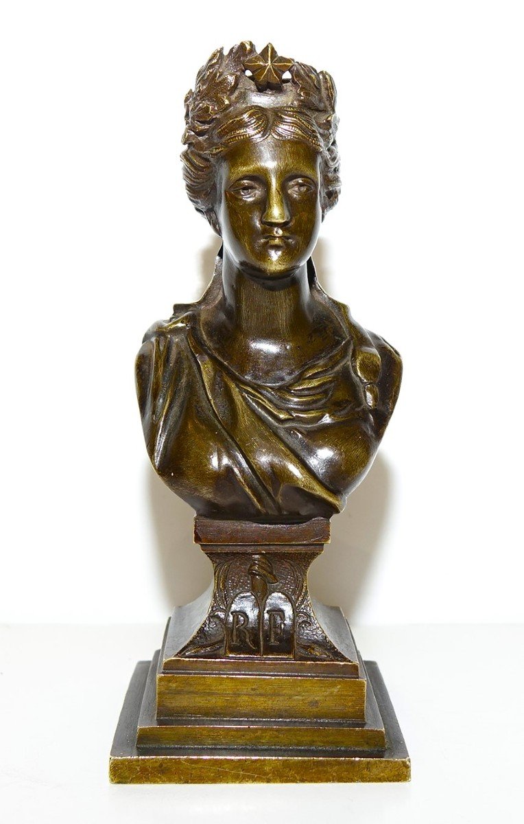 Bust Of Marianne In Bronze 19th-photo-2