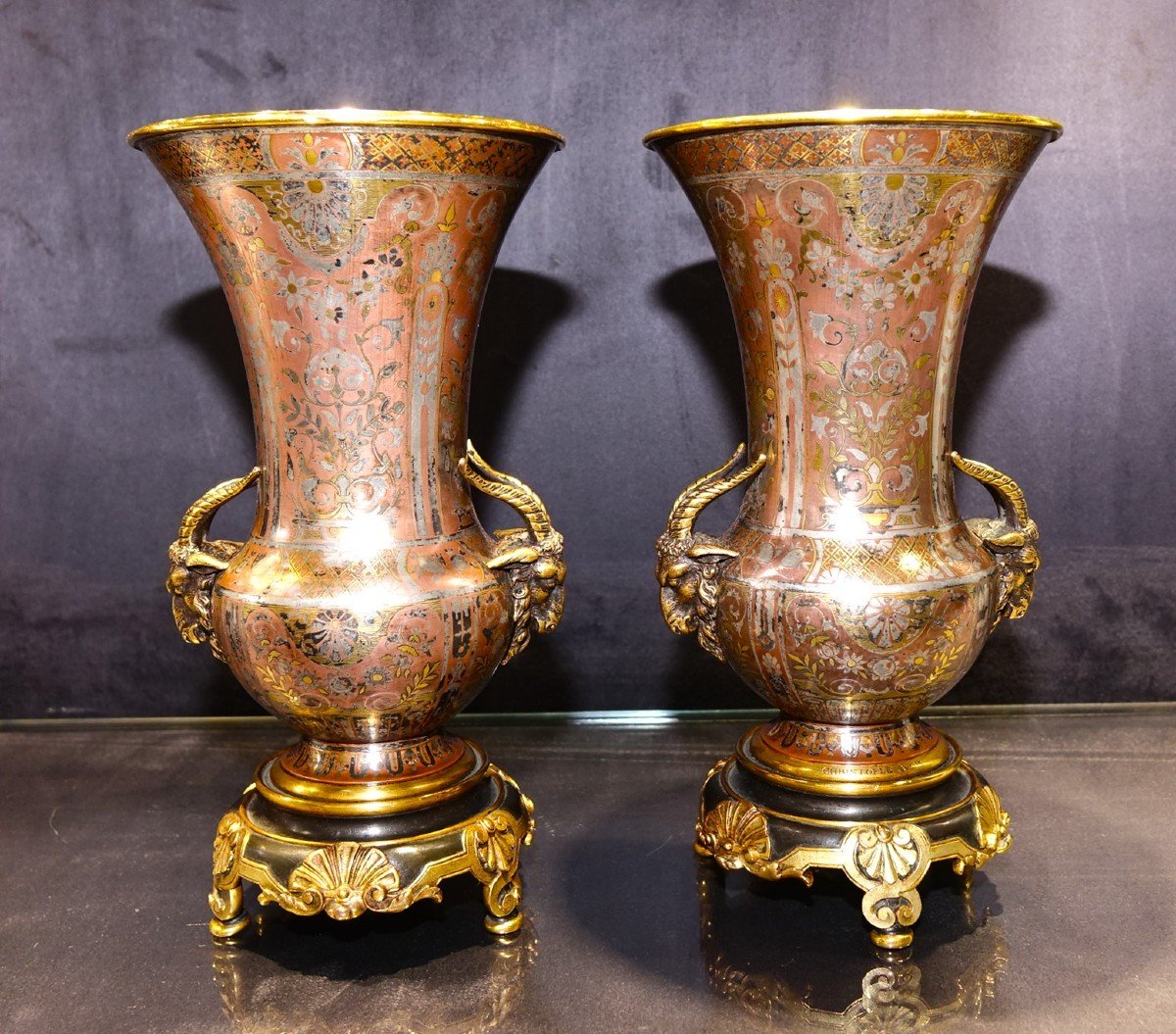 Christofle Emile Reiber Paire de Vases 1875