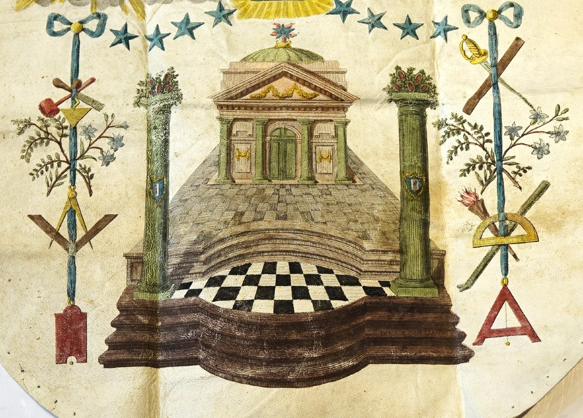 Franc Maçonnerie Tablier fin XVIIIè-photo-2
