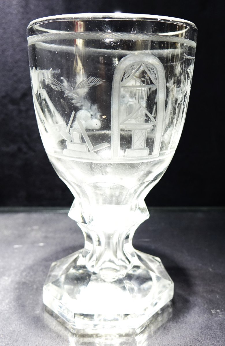 Freemasonry, Crystal Glass, 19th Century.-photo-4