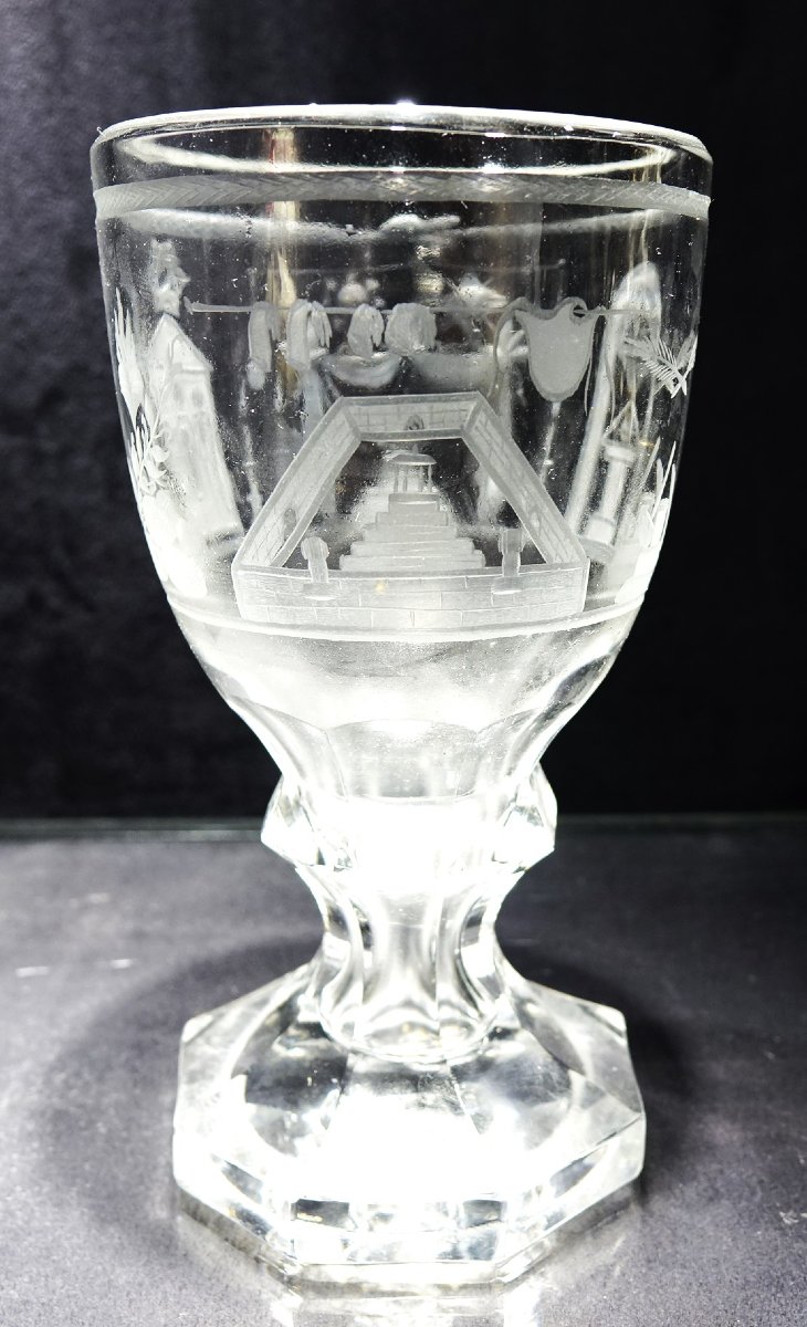 Freemasonry, Crystal Glass, 19th Century.