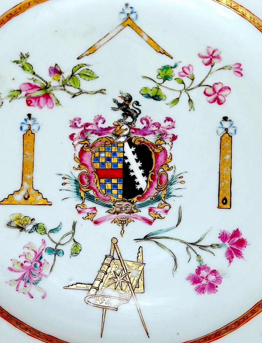 Masonic, Company Of Indies Assiette, 1780-photo-3