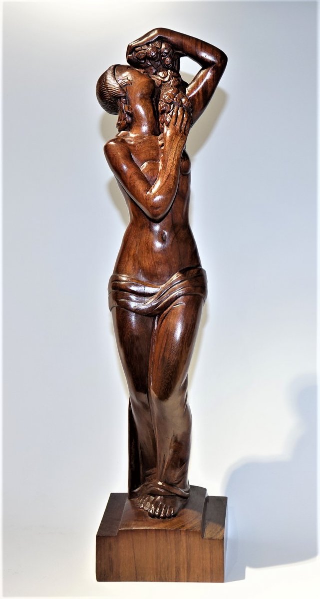 GILBERT PRIVAT SCULPTURE BOIS  "ROSES" 1929