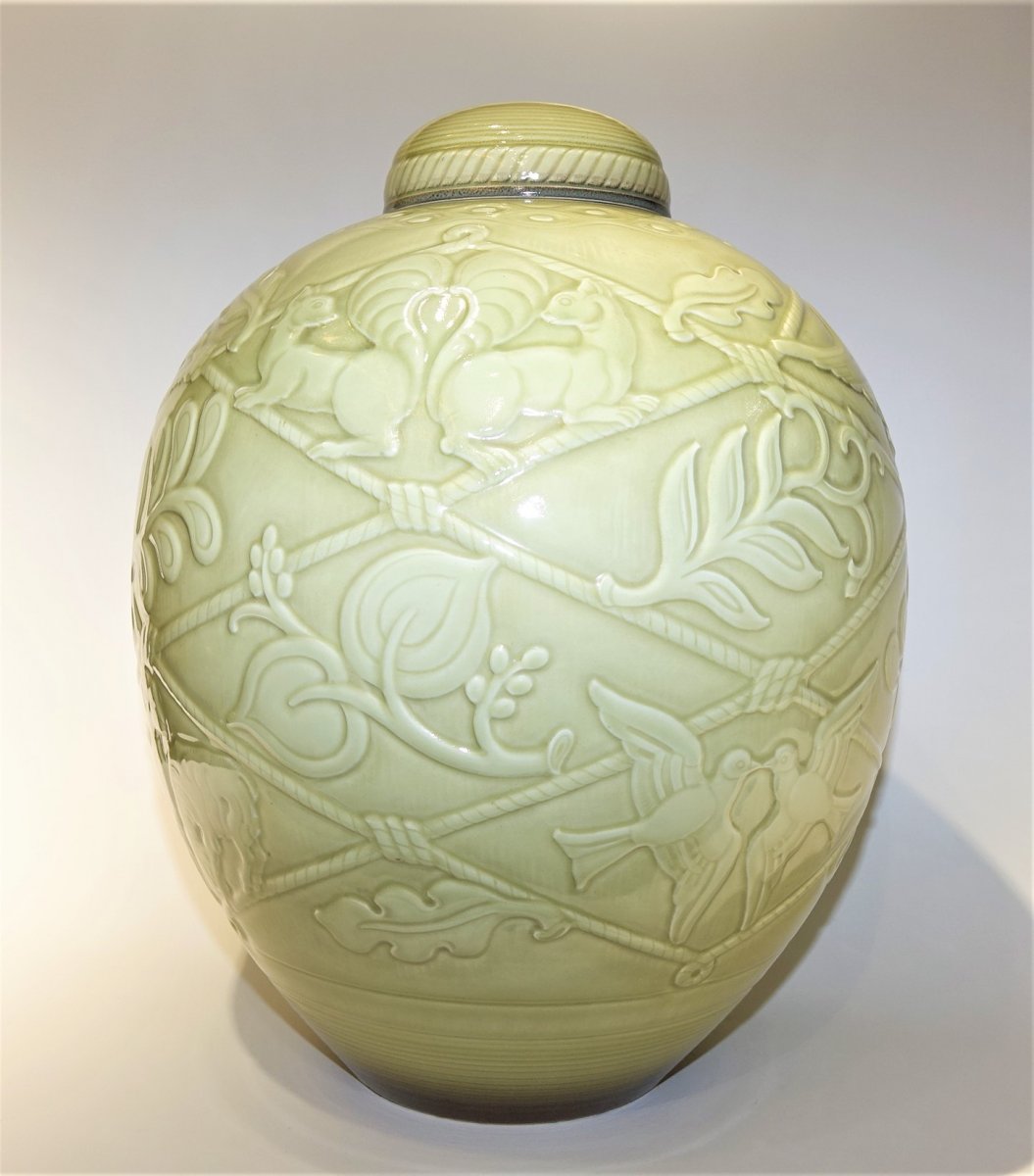 MANUFACTURE de SEVRES IMPOSANT VASE RAPIN 1939-photo-2