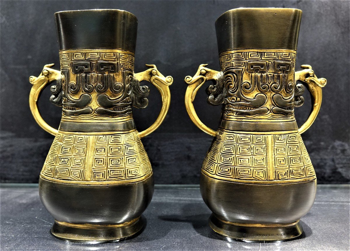 Christofle Emil Reiber Vases Pair Circa 1875-photo-2