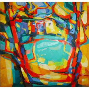 Large Painting Marcel Mouly, 1960