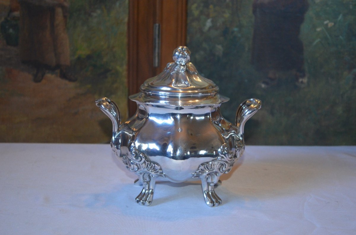 Large Sugar Bowl In Sterling Silver 19th Century-photo-2