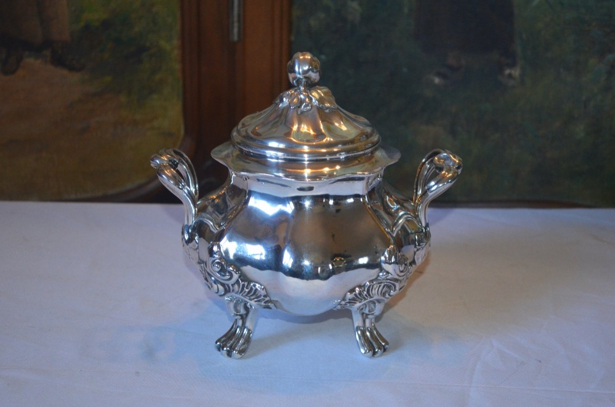 Large Sugar Bowl In Sterling Silver 19th Century-photo-4