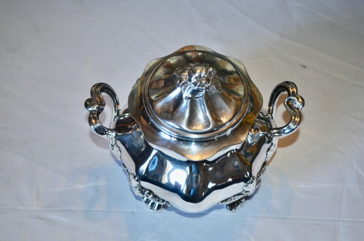 Large Sugar Bowl In Sterling Silver 19th Century-photo-2