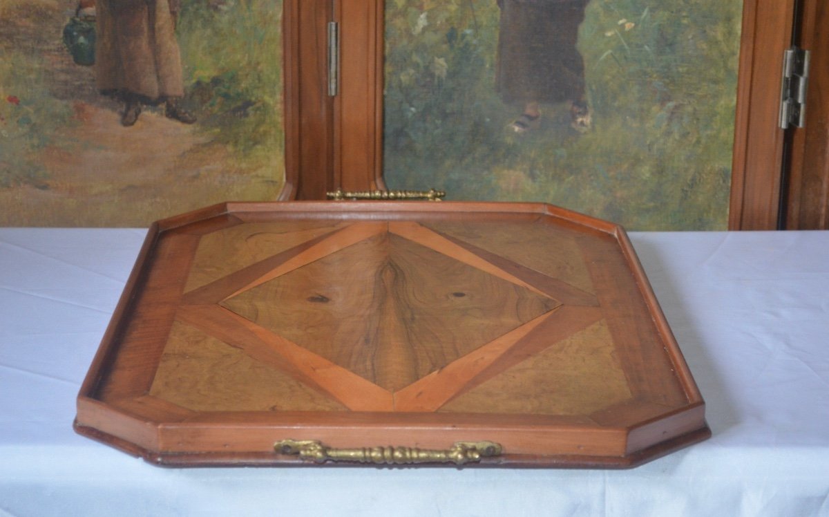 Large 19th Century Marquetry Serving Tray-photo-1