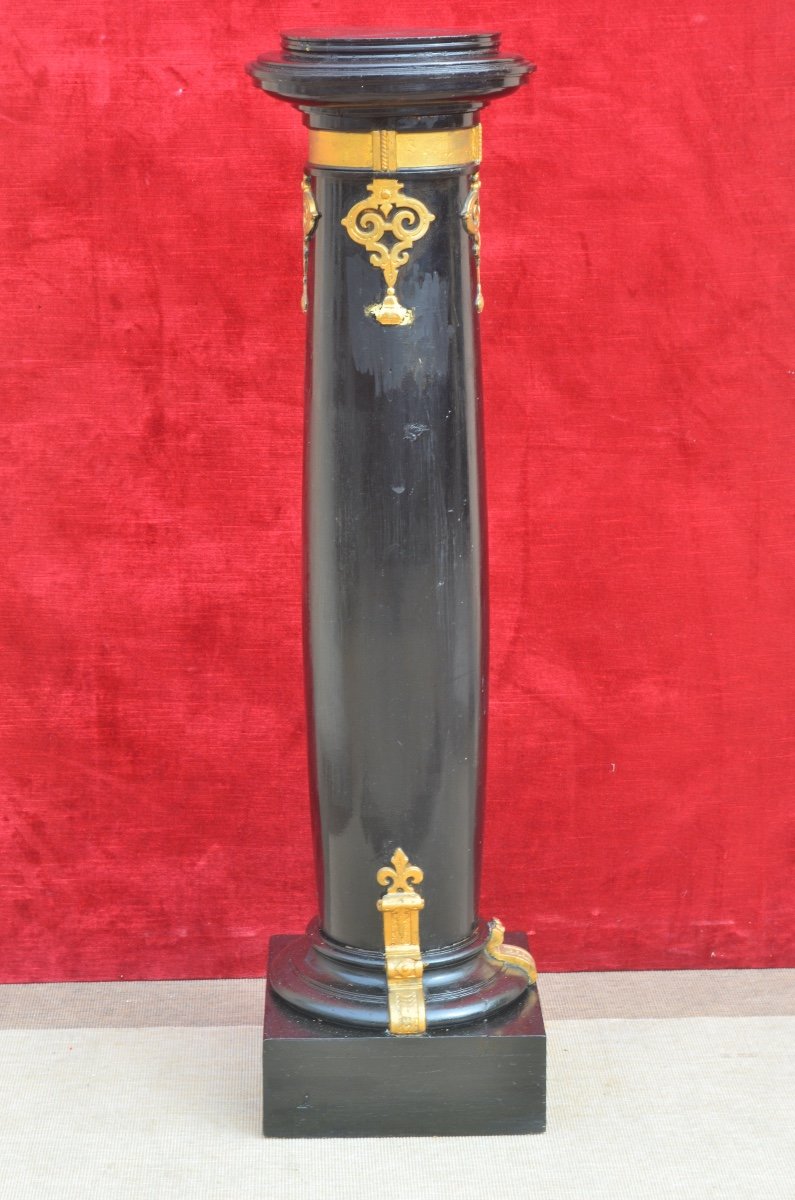 Column In Blackened And Gilded Wood, Napoleon III Period-photo-3