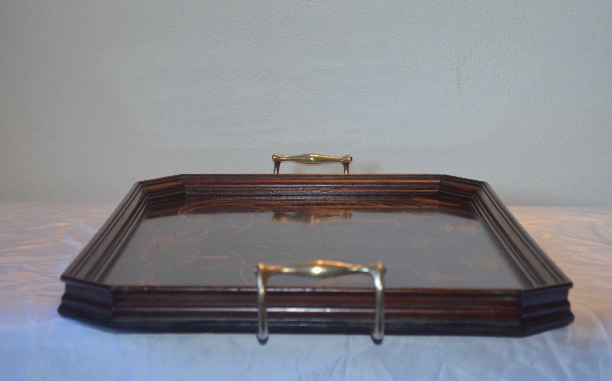 Art Nouveau Marquetry Serving Tray-photo-1