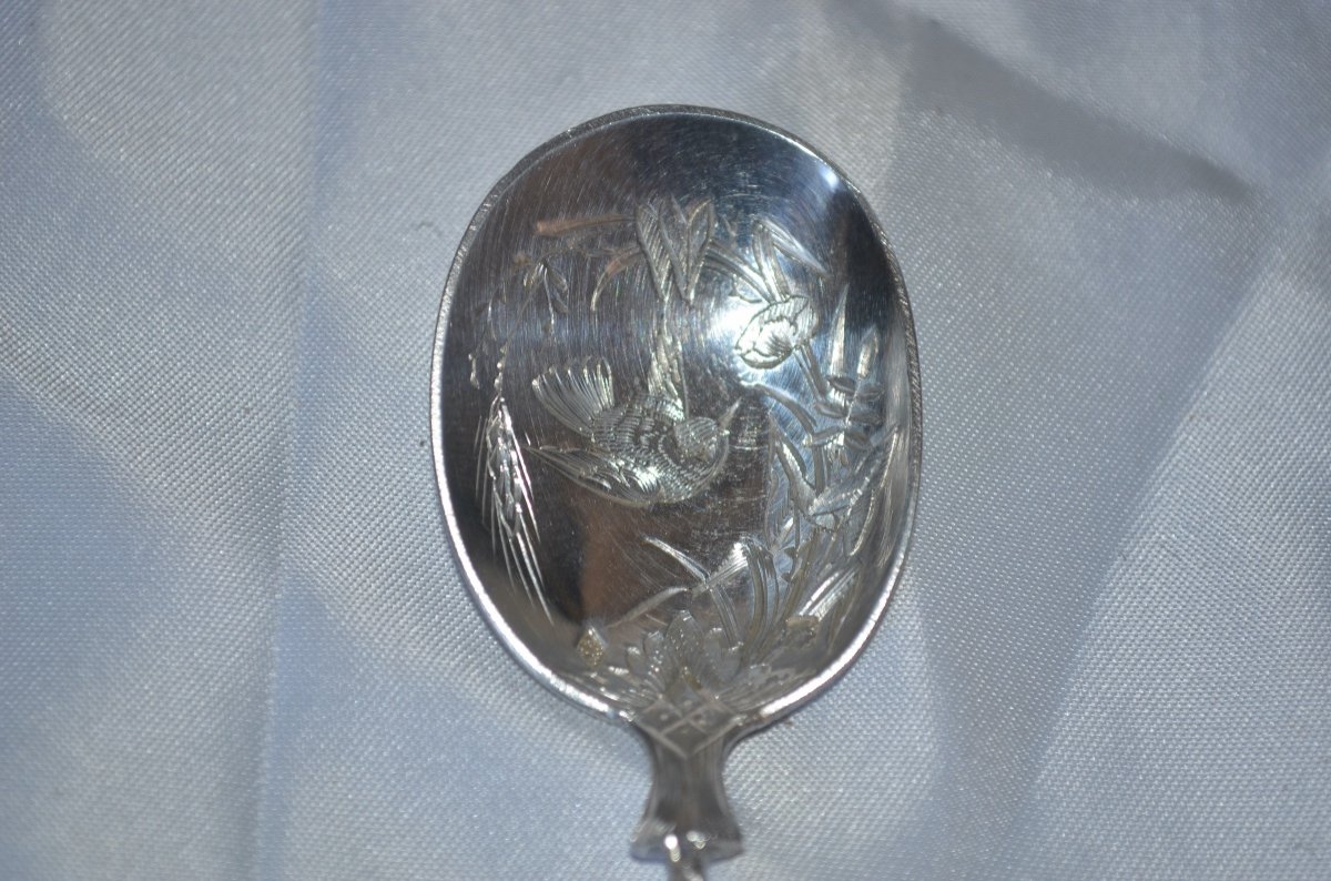 Japanese Ice Cream Service In Sterling Silver Art Nouveau Period-photo-1