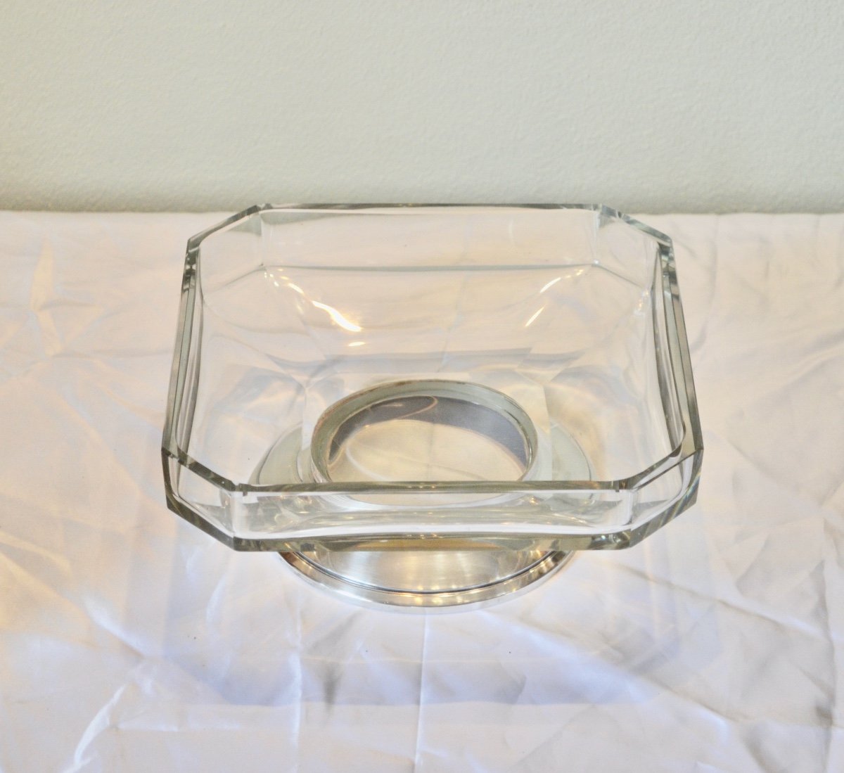 Coupe En Cristal Et Argent Massif époque Art Deco-photo-3