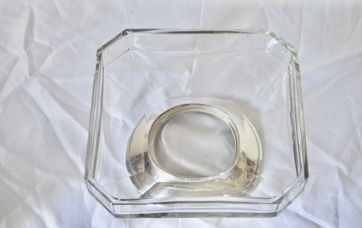 Coupe En Cristal Et Argent Massif époque Art Deco-photo-1