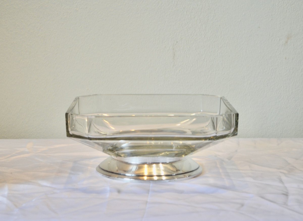 Coupe En Cristal Et Argent Massif époque Art Deco