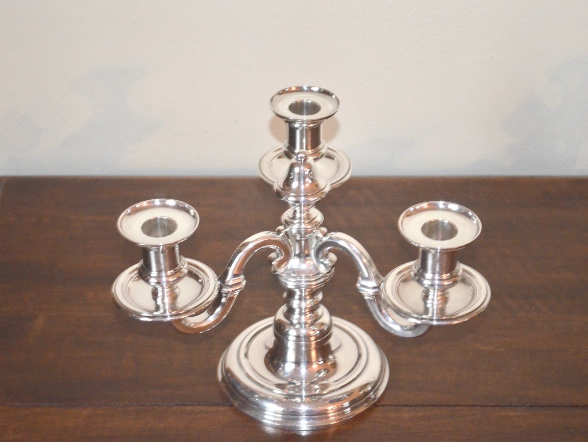 Paire De Candelabres  En Argent Massif De Puiforcat-photo-4