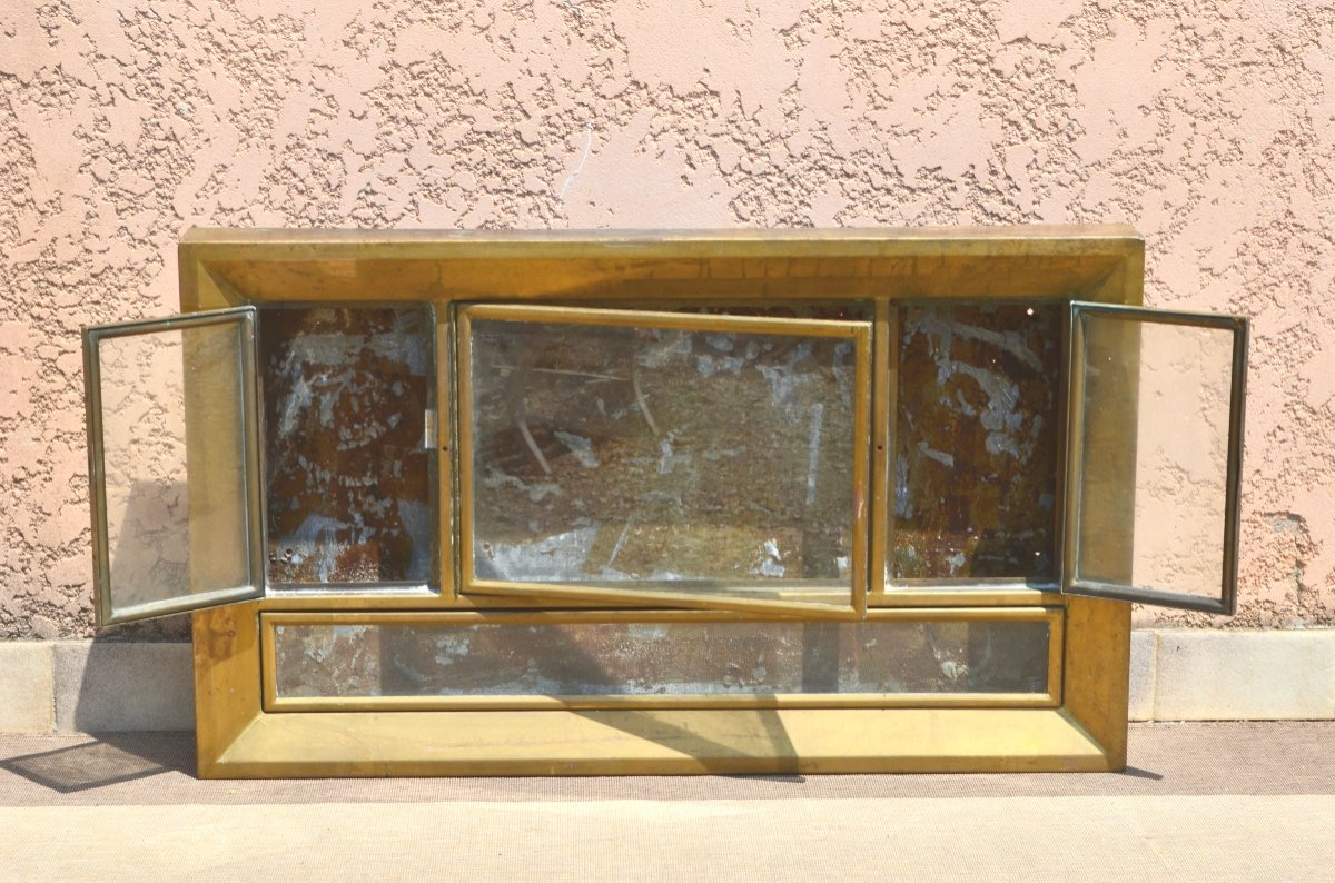 Vitrine Murale En Laiton Doré Fin 19eme/début 20ème Siècle-photo-2