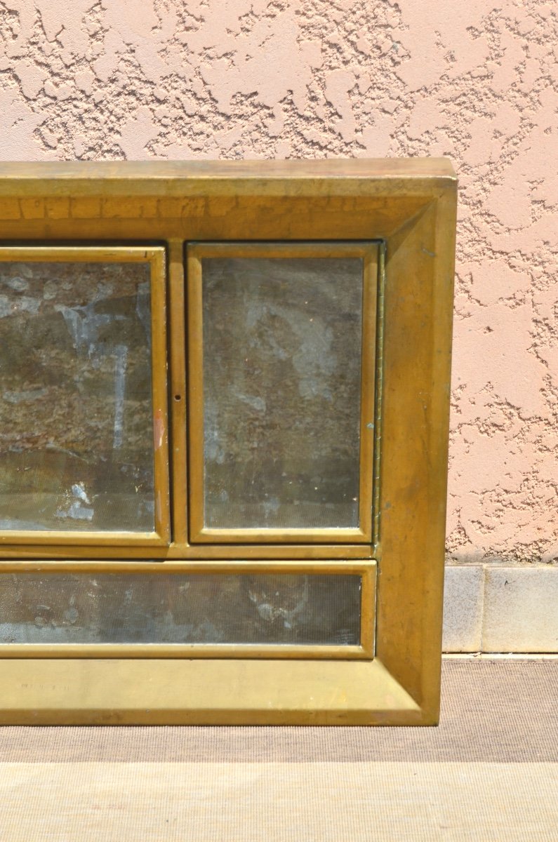 Vitrine Murale En Laiton Doré Fin 19eme/début 20ème Siècle-photo-3