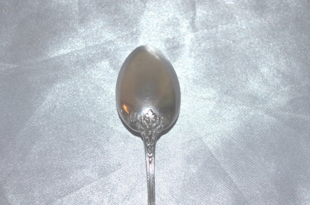Series Of 8 Moka Spoons In Sterling Silver Late 19th Century-photo-3