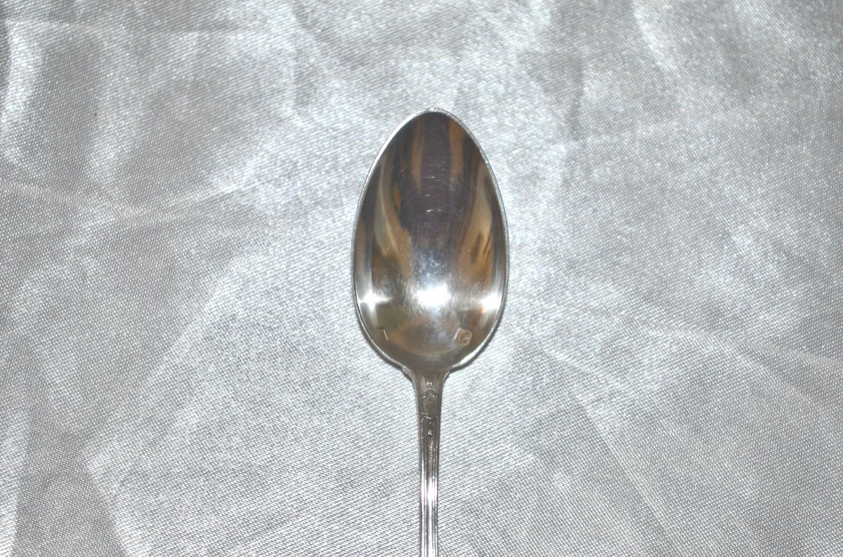 Series Of 8 Moka Spoons In Sterling Silver Late 19th Century-photo-2