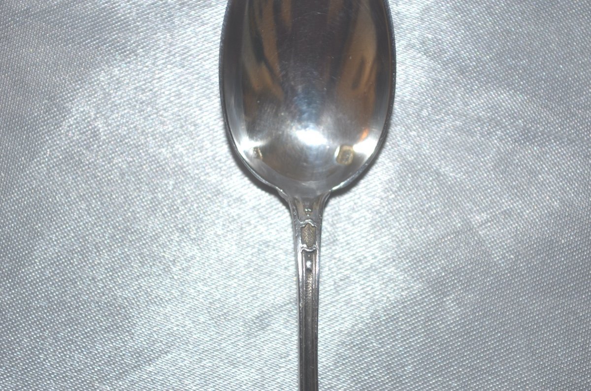 Series Of 8 Moka Spoons In Sterling Silver Late 19th Century-photo-3
