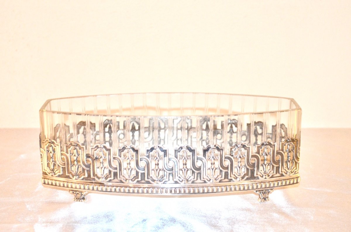 Table Planter In Sterling Silver And Glass By Emile Puiforcat 19th Century