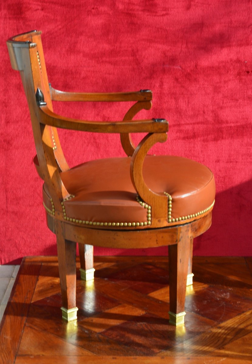 Fauteuil De Bureau Tournant d'époque Directoire fin 18eme siècle-photo-5