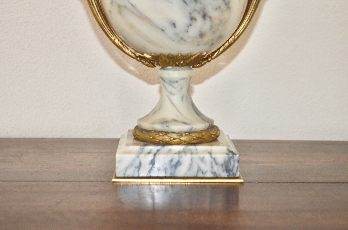 Paire De Cassolettes En Marbre Et Bronze Doré 19ème Siècle-photo-2