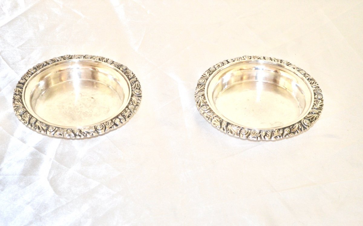 Pair Of Carafe Coasters In Sterling Silver 19th Century 