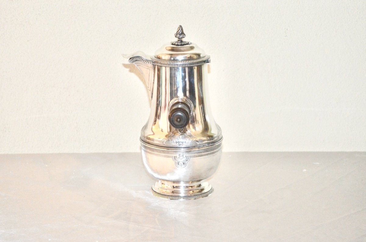 Chocolate Pot In Sterling Silver 19th Century -photo-3