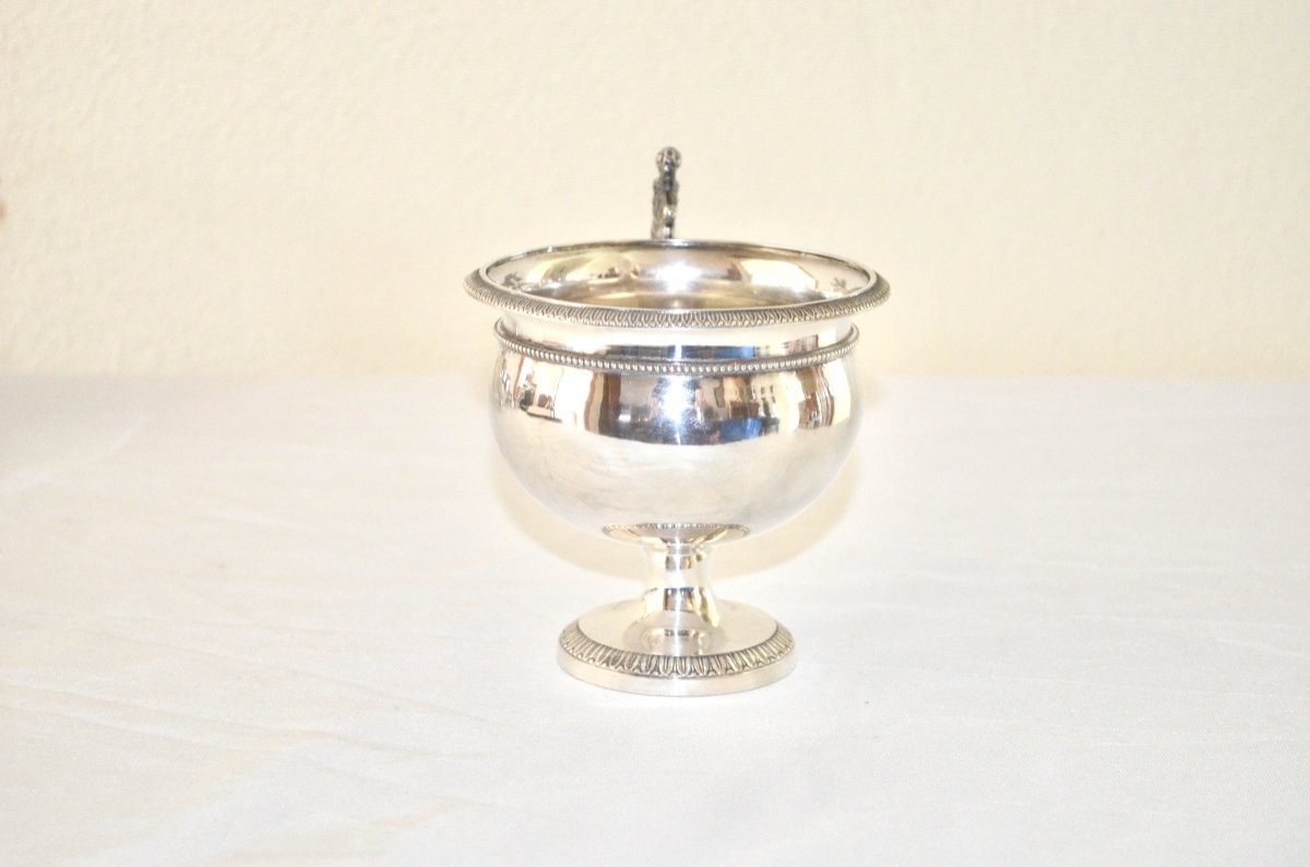 Tasse Sur Piédouche En Argent Massif d'époque Empire-photo-3