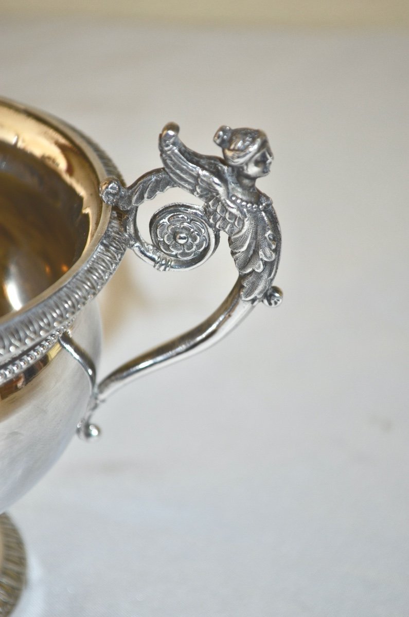 Tasse Sur Piédouche En Argent Massif d'époque Empire-photo-4
