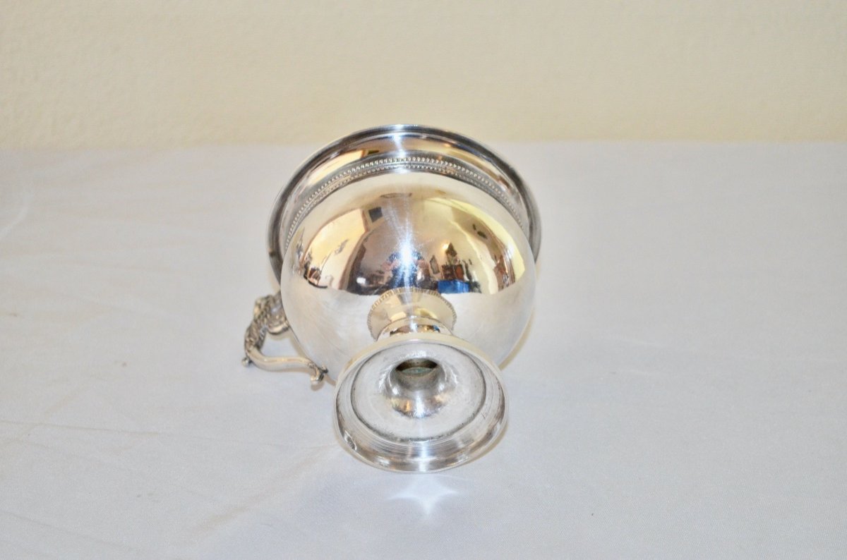 Tasse Sur Piédouche En Argent Massif d'époque Empire-photo-1