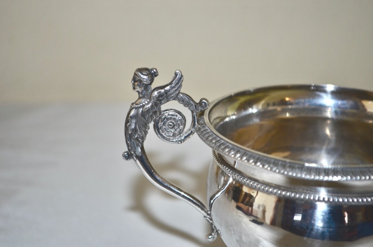 Tasse Sur Piédouche En Argent Massif d'époque Empire-photo-5