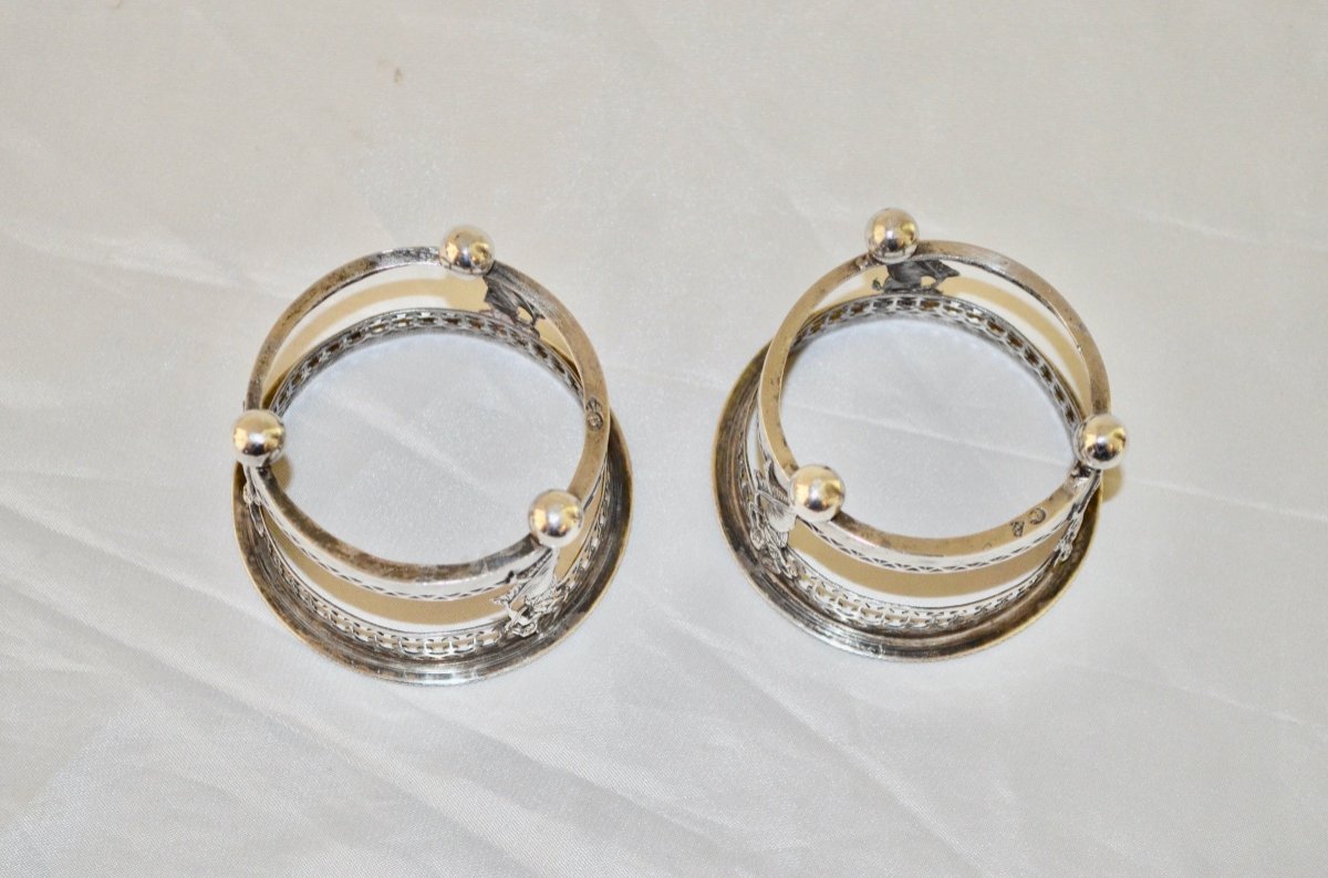 Pair Of Salt Cellars In Sterling Silver Late 18th Century -photo-1