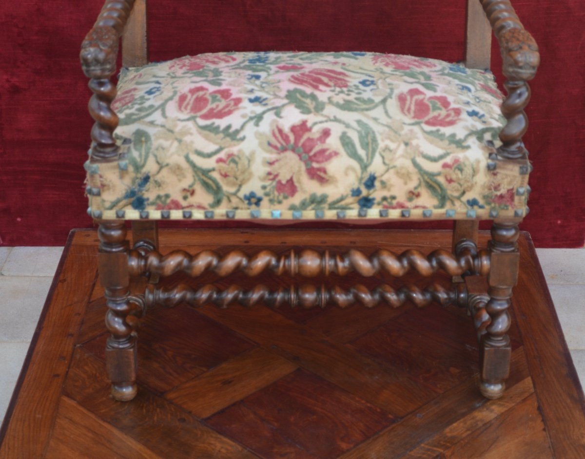 Office Armchair In Walnut Louis XIII Style Early 19th Century -photo-3