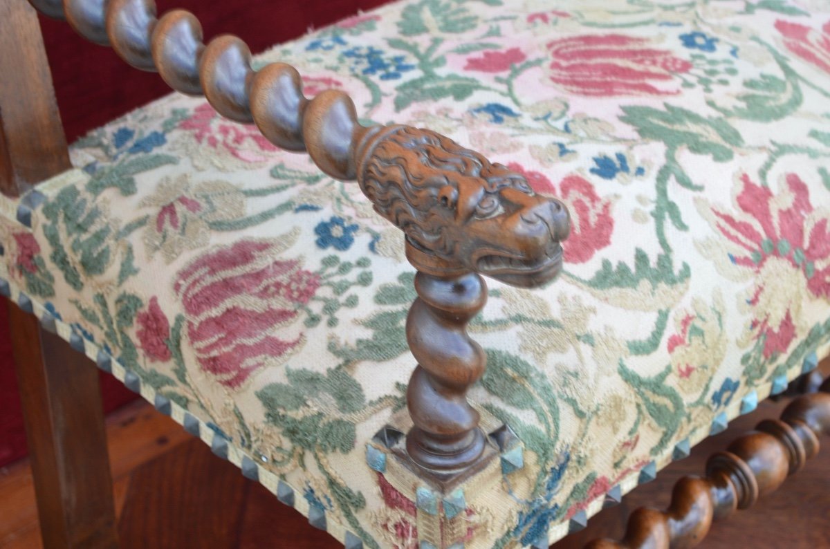 Office Armchair In Walnut Louis XIII Style Early 19th Century -photo-4