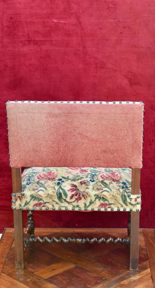 Office Armchair In Walnut Louis XIII Style Early 19th Century -photo-3