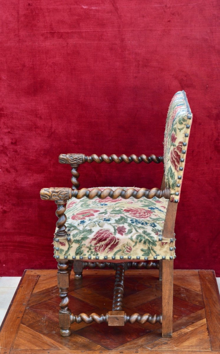 Office Armchair In Walnut Louis XIII Style Early 19th Century -photo-4