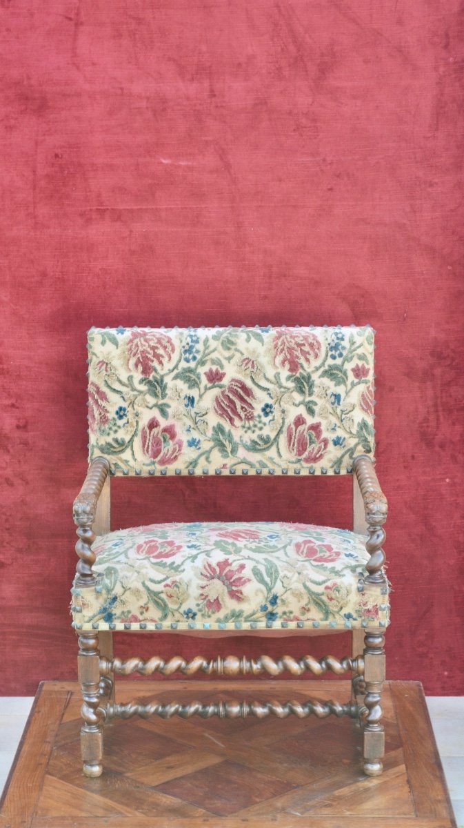Office Armchair In Walnut Louis XIII Style Early 19th Century 
