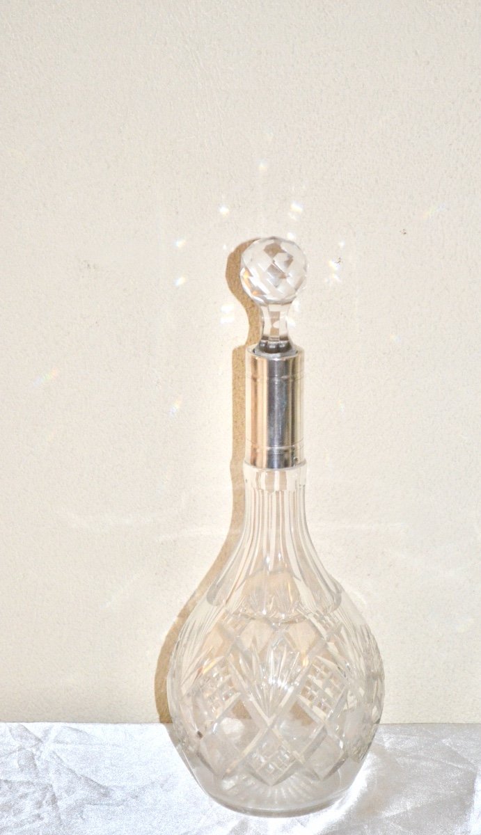 Pair Of Decanters In Baccarat Crystal And Sterling Silver -photo-4