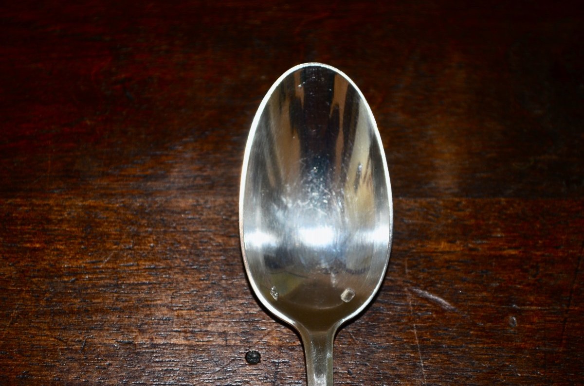 Suite Of 12 Dessert Spoons In Sterling Silver Art Deco Period -photo-3