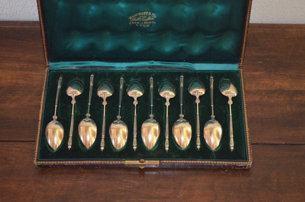 Set Of 12 Vermeil Coffee Spoons By émile Puiforcat -photo-3