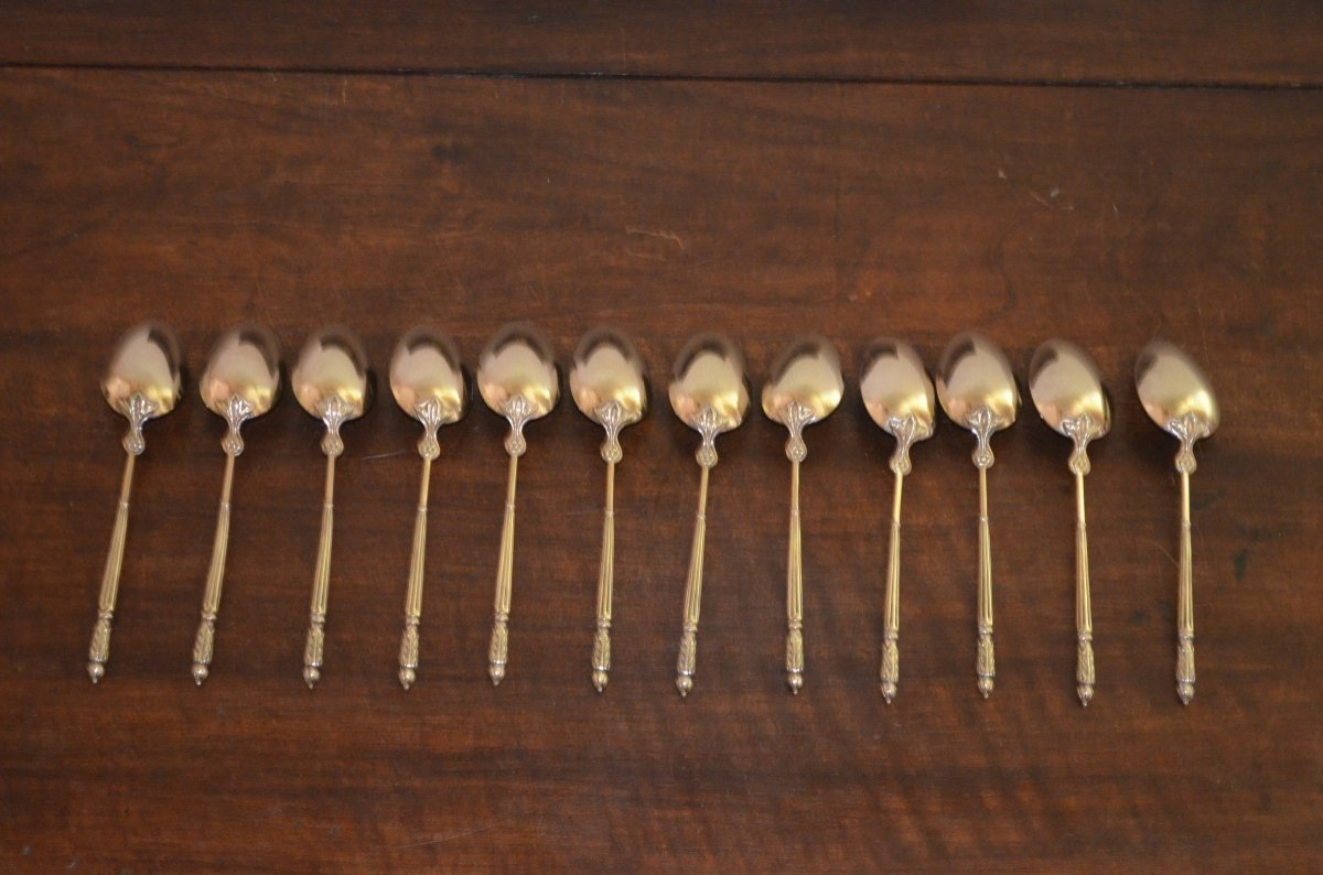 Set Of 12 Vermeil Coffee Spoons By émile Puiforcat -photo-2