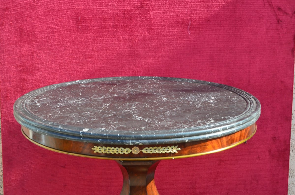 Empire Period Pedestal Table In Mahogany And Gilt Bronze -photo-3