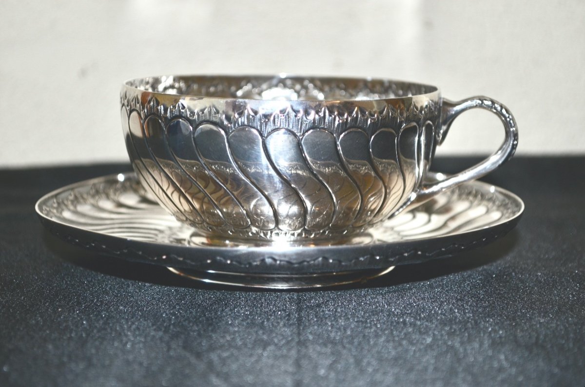 Grande Tasse à Chocolat En Argent Massif Par Odiot 19ème Siècle -photo-2